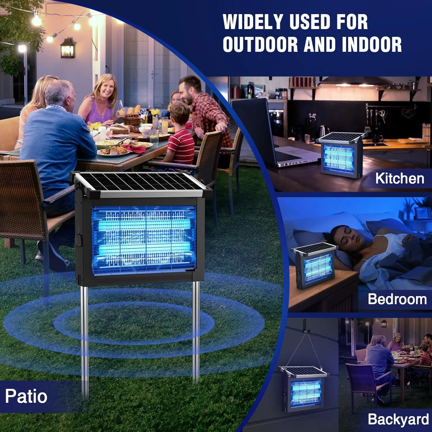 Lumi Discount Bug Zapper Outdoor, 4500V Mosquito Zapper Waterproof with Panel Sensor Electric Fly Zapper Rechargeable Mosquito - Image 7