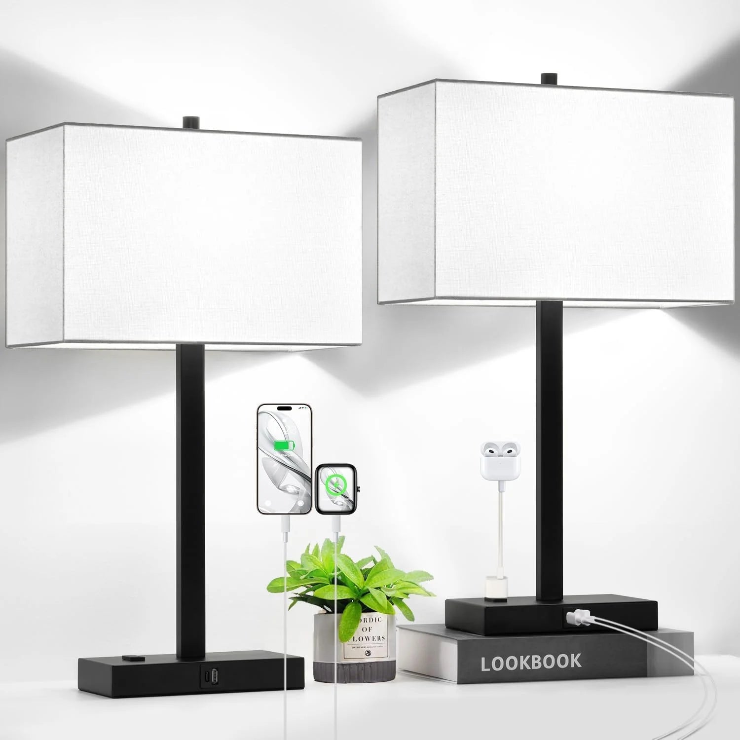 Discount Touch Bedside lamps with 2 USB & AC Outlets, Dimmable, Bulb Included - Image 9