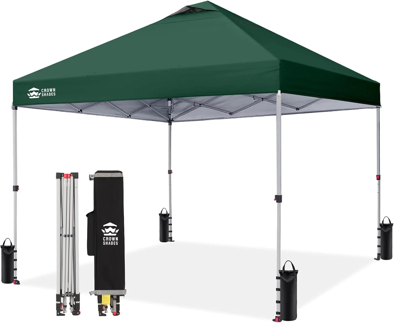 Discount CROWN SHADES 10×10 Pop Up Canopy, Patented CenterLok One Push Tent Canopy, 8 Stakes, 4 Ropes (10×10 - Image 21