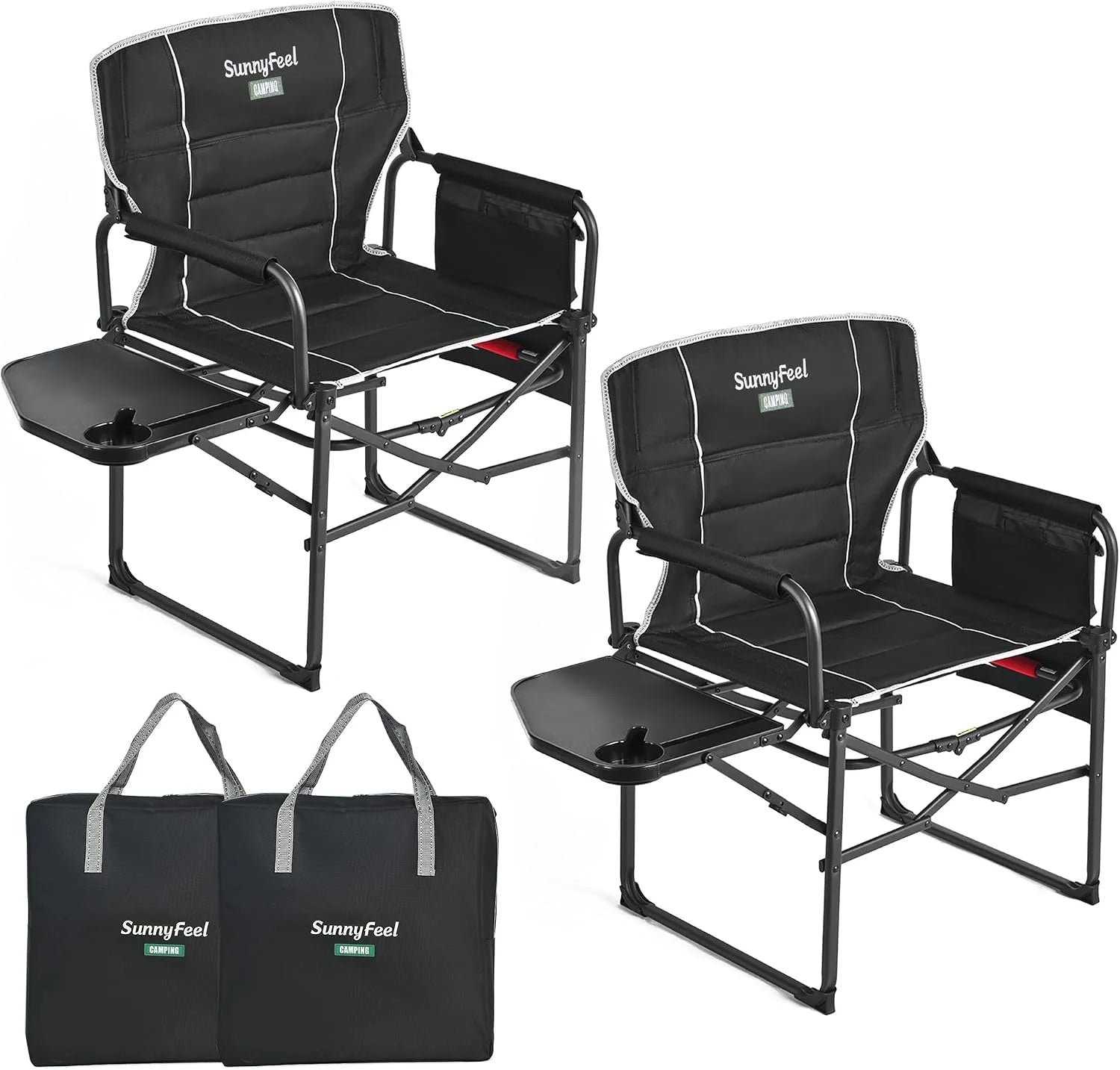 Lumi Discount SUNNYFEEL Camping Directors Chair, Heavy Duty, Oversized Portable Folding Chair with Side Table - Image 19