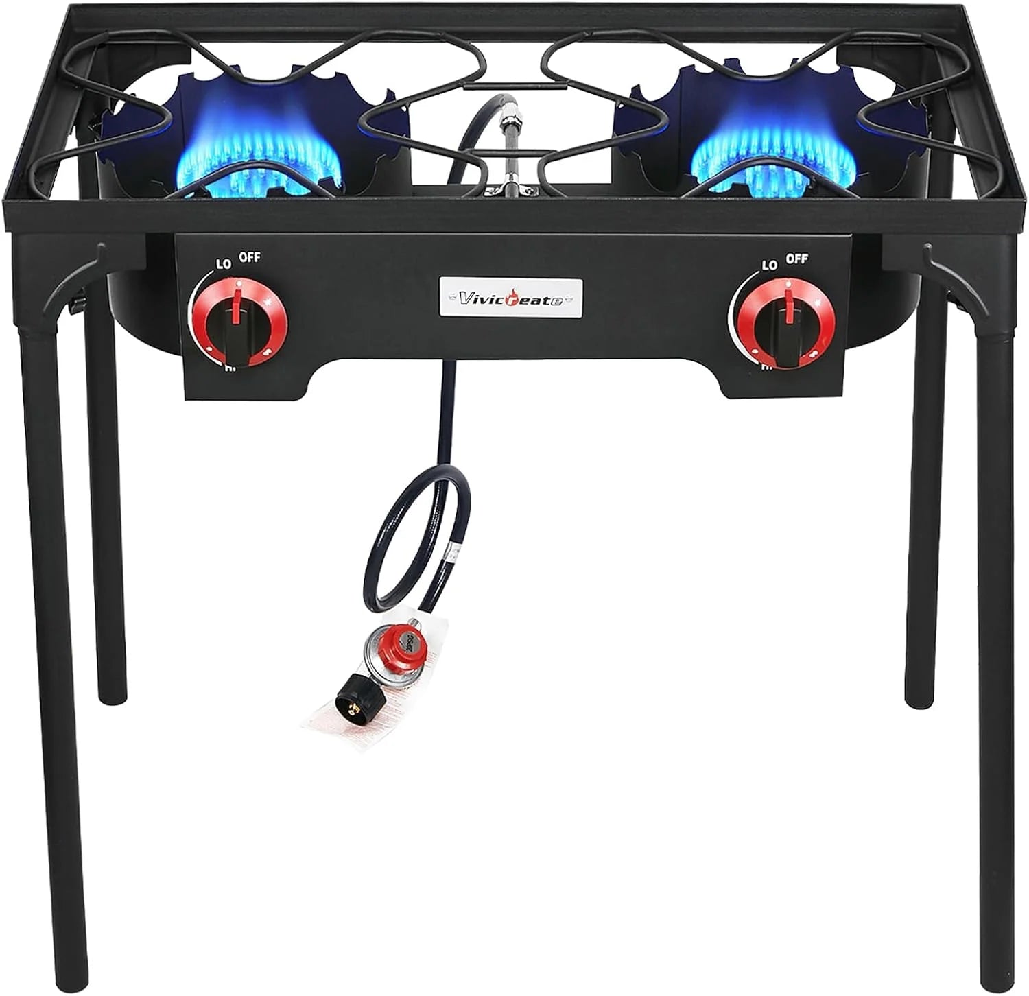 Discount VIVICREATE Propane Grill 2 Burner Outdoor Propane Stove Portable Gas Grill High Pressure Camping Stove Double Burner