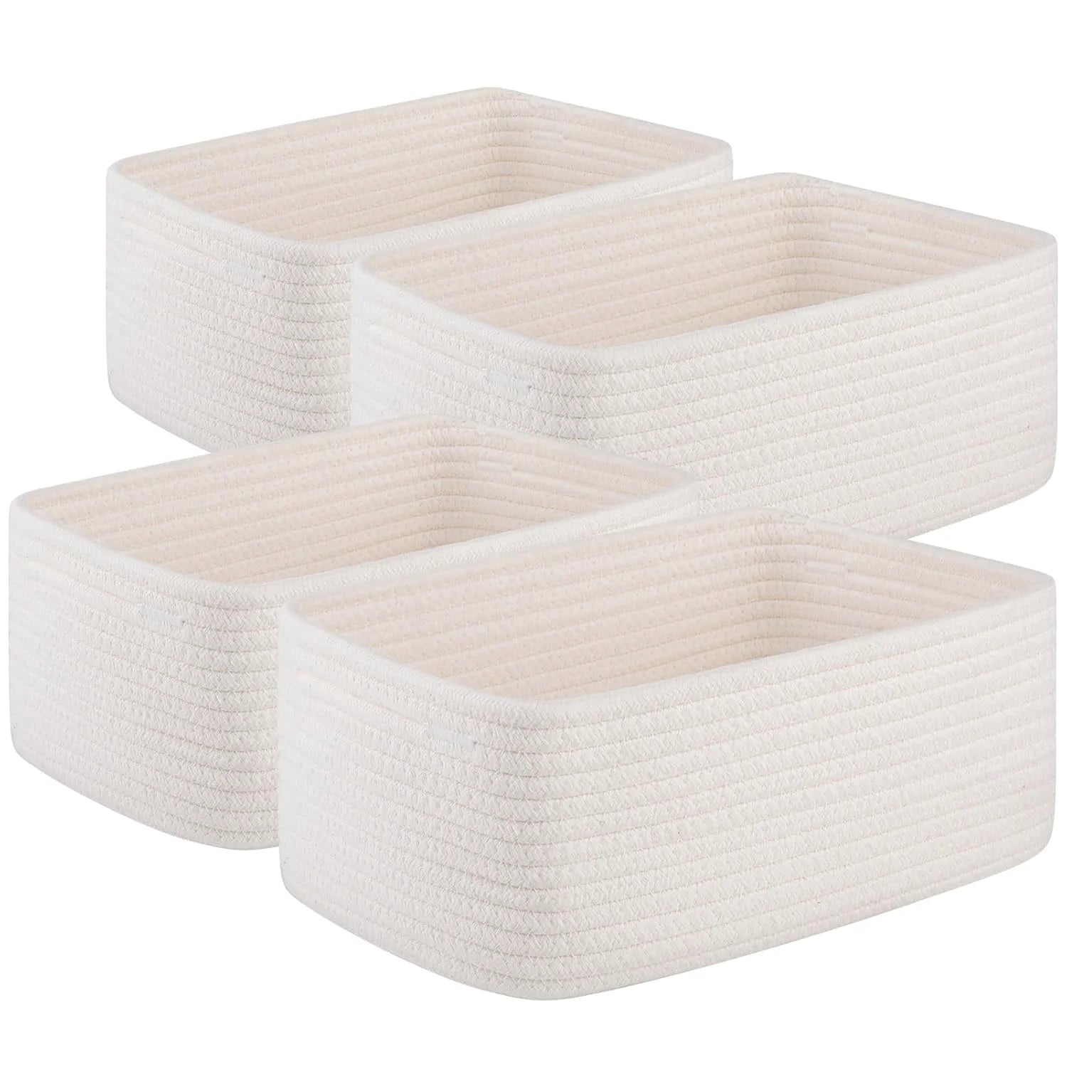Lumi Discount Small Storage Shelf Organizing Baskets, Mini Woven Rope Storage Bins for Towels, Cute Decorative Closet - Image 4