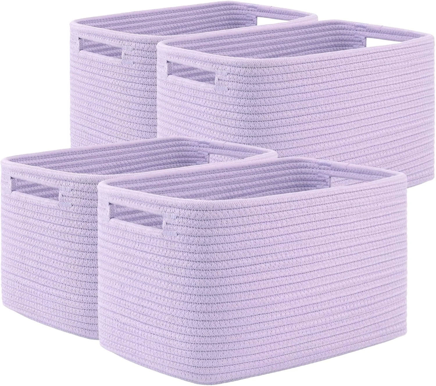 Discount 4 Pack Storage Baskets for Organizing, Cube Storage Bins for Shelves, Rectangle Storage Baskets With Handles - Image 7