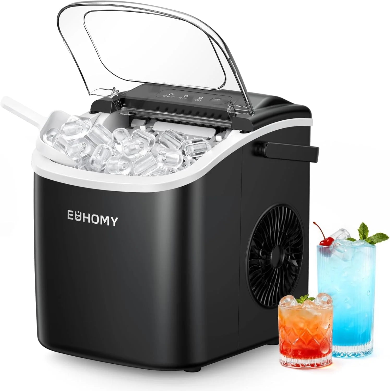 Discount Countertop Ice Maker Machine with Handle, 26lbs in 24Hrs, 9 Ice Cubes Ready in 6 Mins, Auto-Cleaning Portable Ice - Image 7