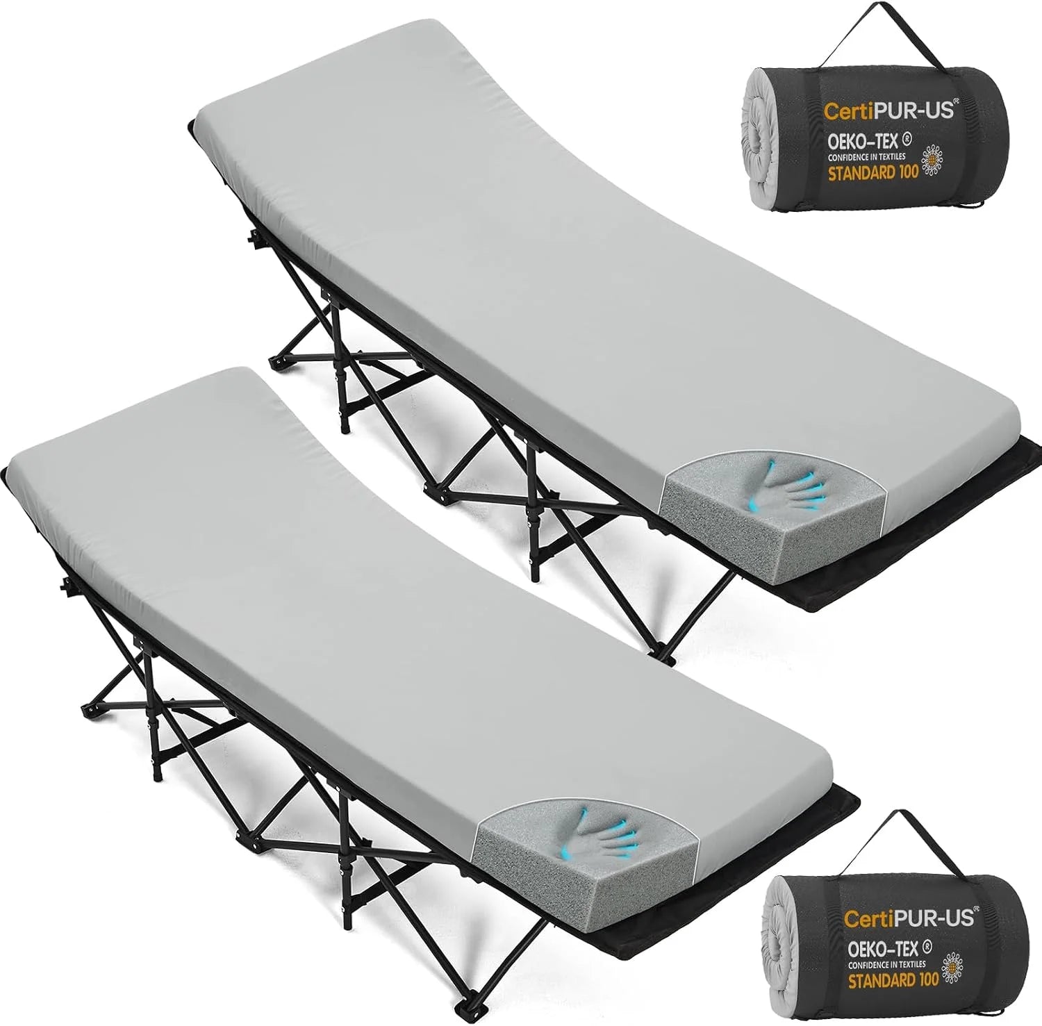 Discount CYMULA Camping Cot Pad 2 Inch Memory Foam, Camping Pad for Folding Cot and Foldable Cot, Portable Roll Up Camp Gear - Image 9