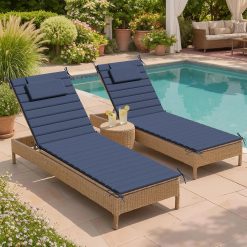 Alternative view of Lumi Discount Crestlive Products Chaise Lounge Cushion Outdoor Set of 2, Foldable Water Resistant Pool Lounge Chair Cushions