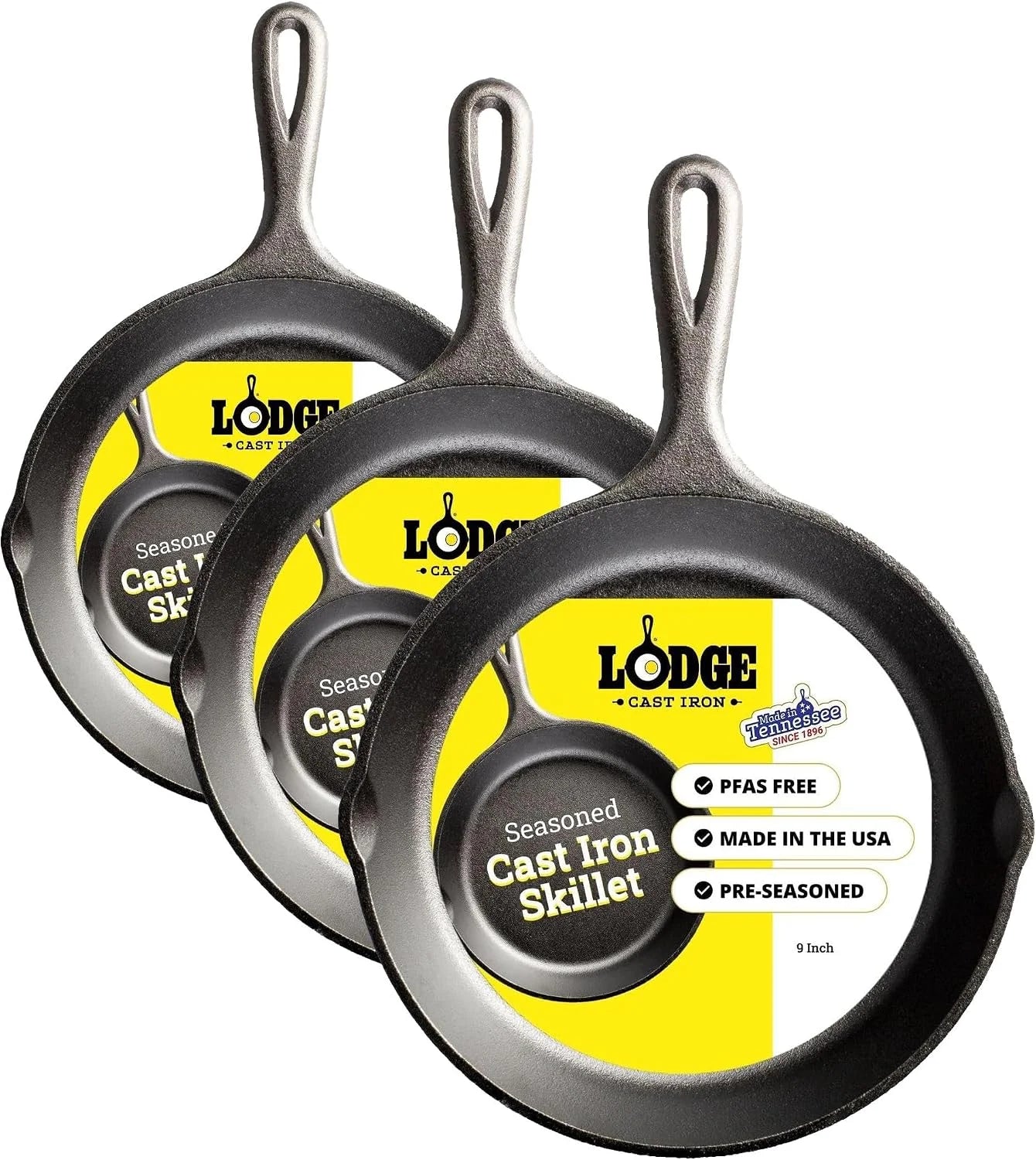 Lumi Discount Seasoned Cast Iron Skillet Set 8, 10.25 & 12 Inches - Image 7