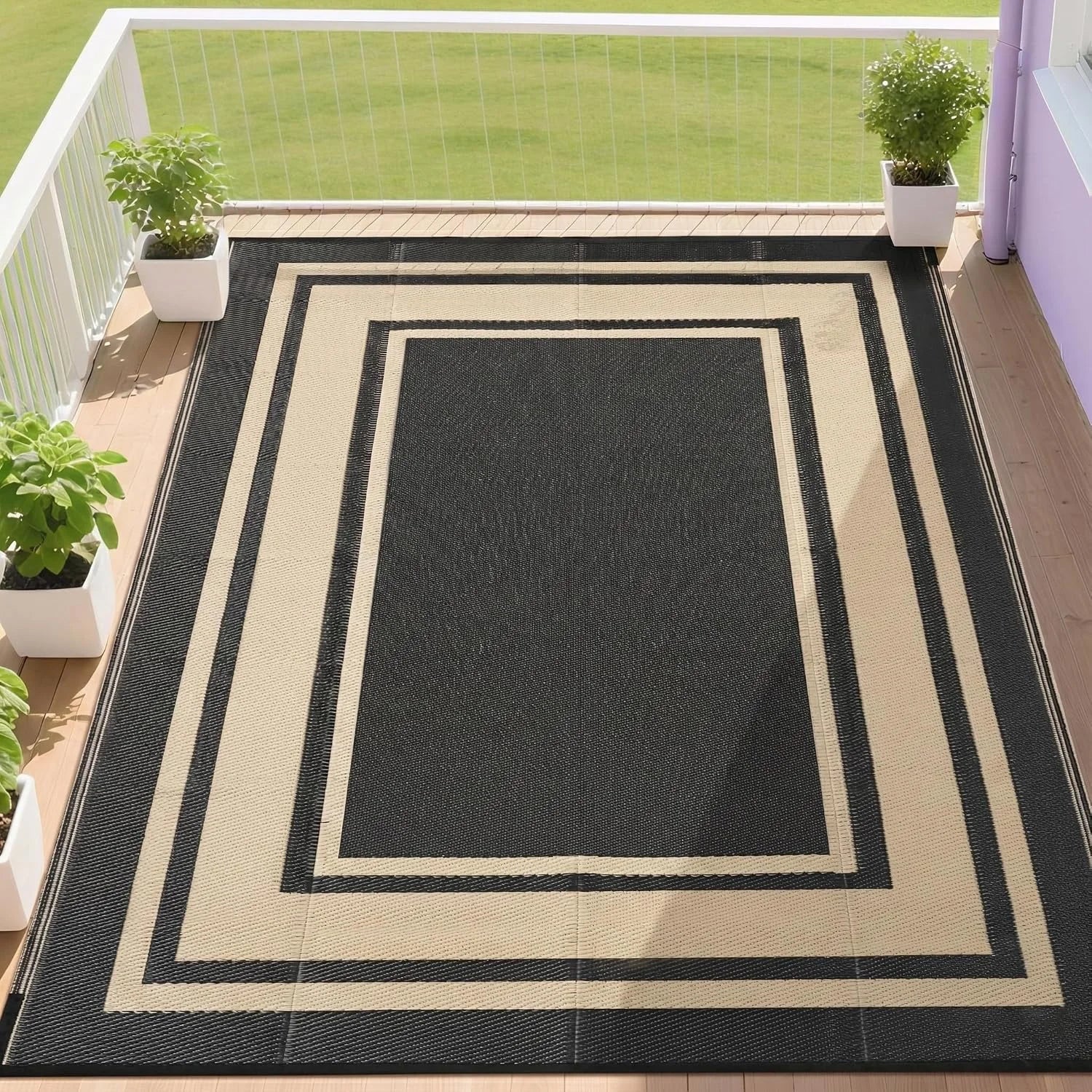 Discount RURALITY Outdoor Rugs 8"x10" Waterproof for Patios Clearance, Plastic Straw Mats for RV - Image 5