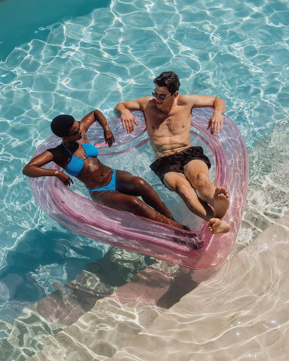 Lumi Discount Original Clear Heart Water Hammock with Mesh Pool Float for Summer Pool Parties - Image 3