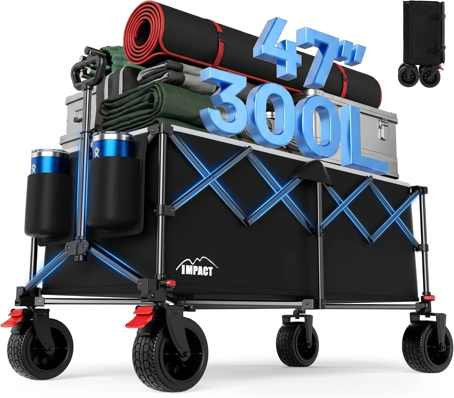 Discount 47 Collapsible Wagon Cart Foldable 300L Capacity Compact Folded Size - Image 2