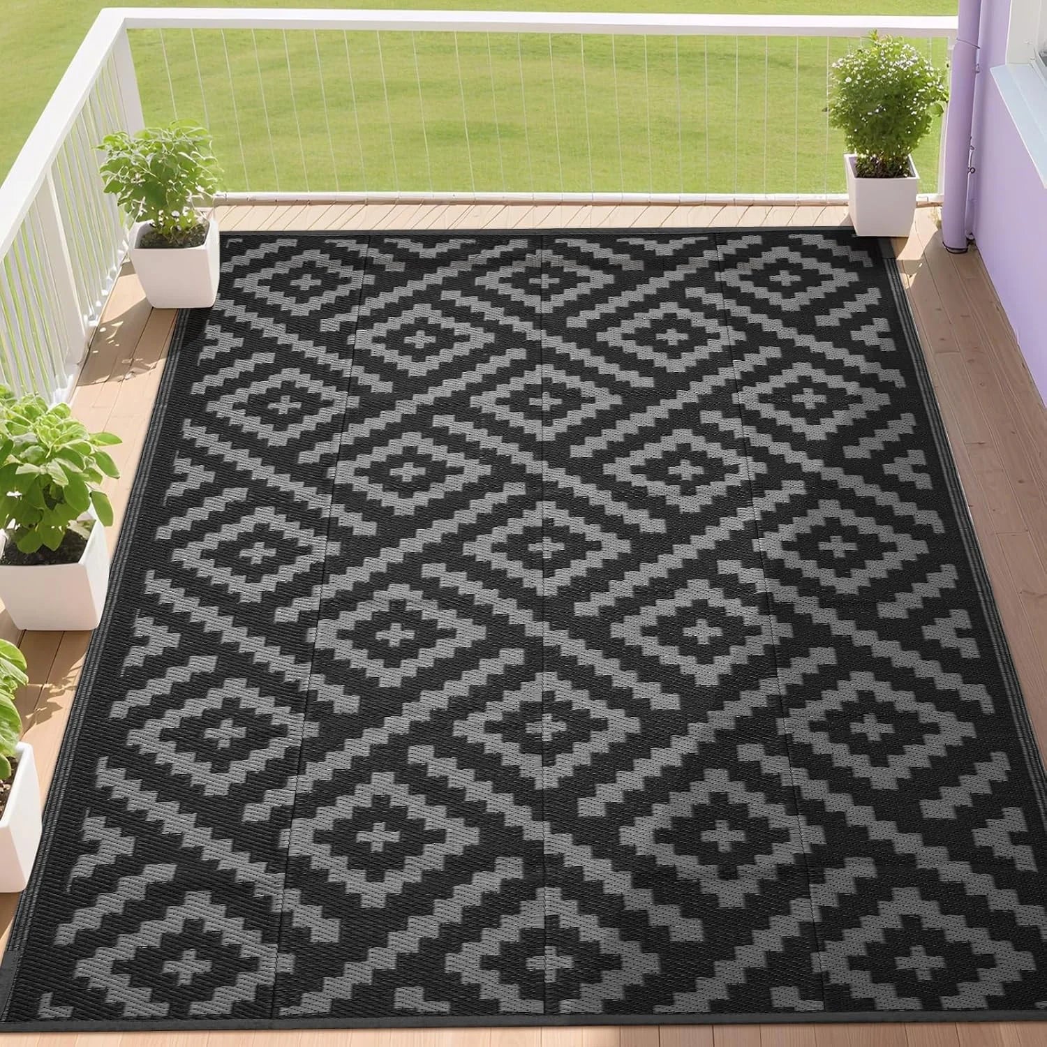 Discount RURALITY Outdoor Rugs 8"x10" Waterproof for Patios Clearance, Plastic Straw Mats for RV - Image 7
