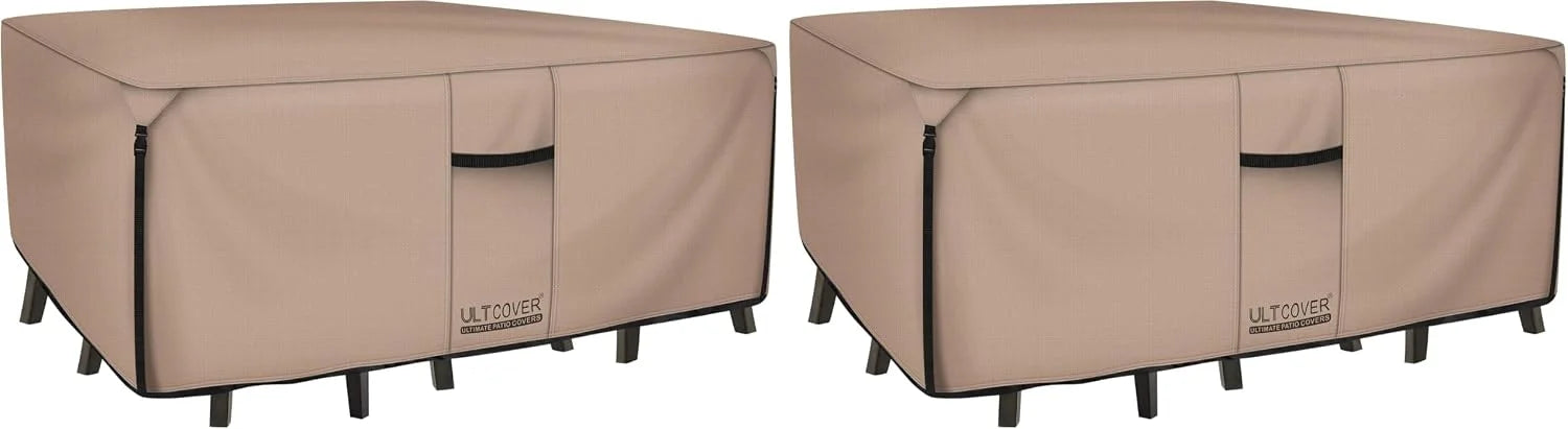 Discount ULTCOVER Rectangular Patio Heavy Duty Table Cover " 600D Tough Canvas Waterproof Outdoor Dining Table and Chairs General Purpose Furniture Cover - Image 2