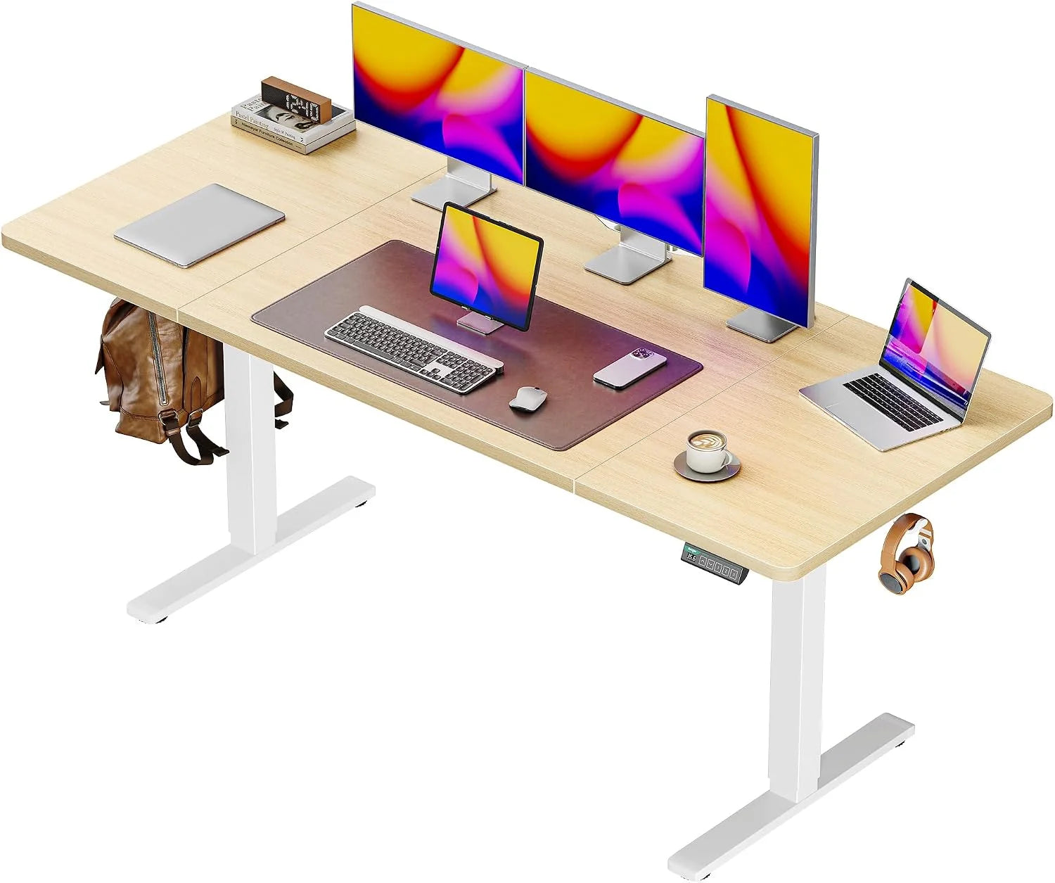 Discount 55 x 28 Large Electric Standing Desk, Height Adjustable Computer Desk, 27.6 Deep Desktop - Image 16