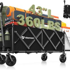 Alternative view of Discount 43” Extra Long Folding Wagon with Extended Tailgate, Black