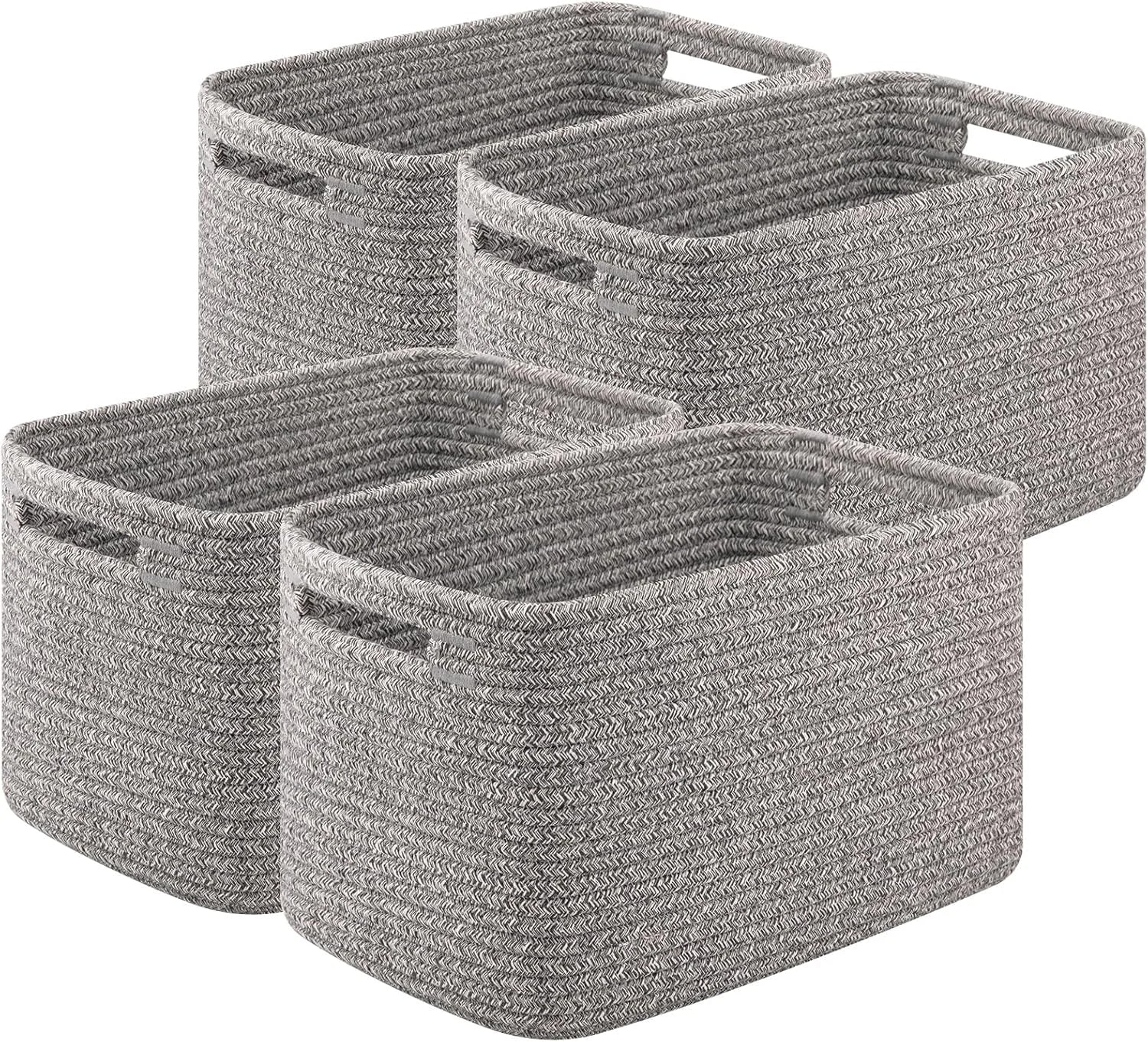 Discount 4Packs Natural Cotton Rope Storage Baskets for Organizing Toys, Clothes, Towels & Books, Soft Versatile Organizers - Image 8