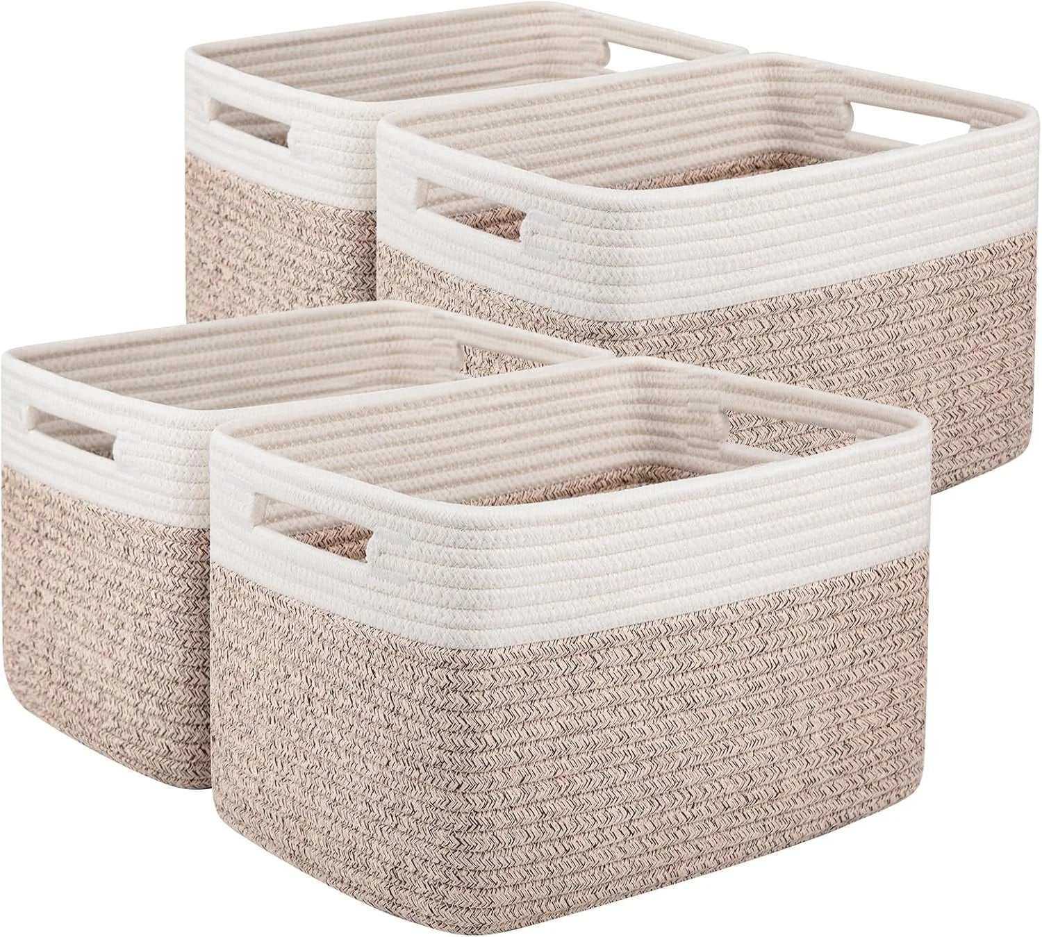 Discount 4 Pack Storage Basket, 13x9x7.8 Cotton Rope Baskets for Shelves, Closet Organizer for Bedroom & Living Room, Soft - Image 3