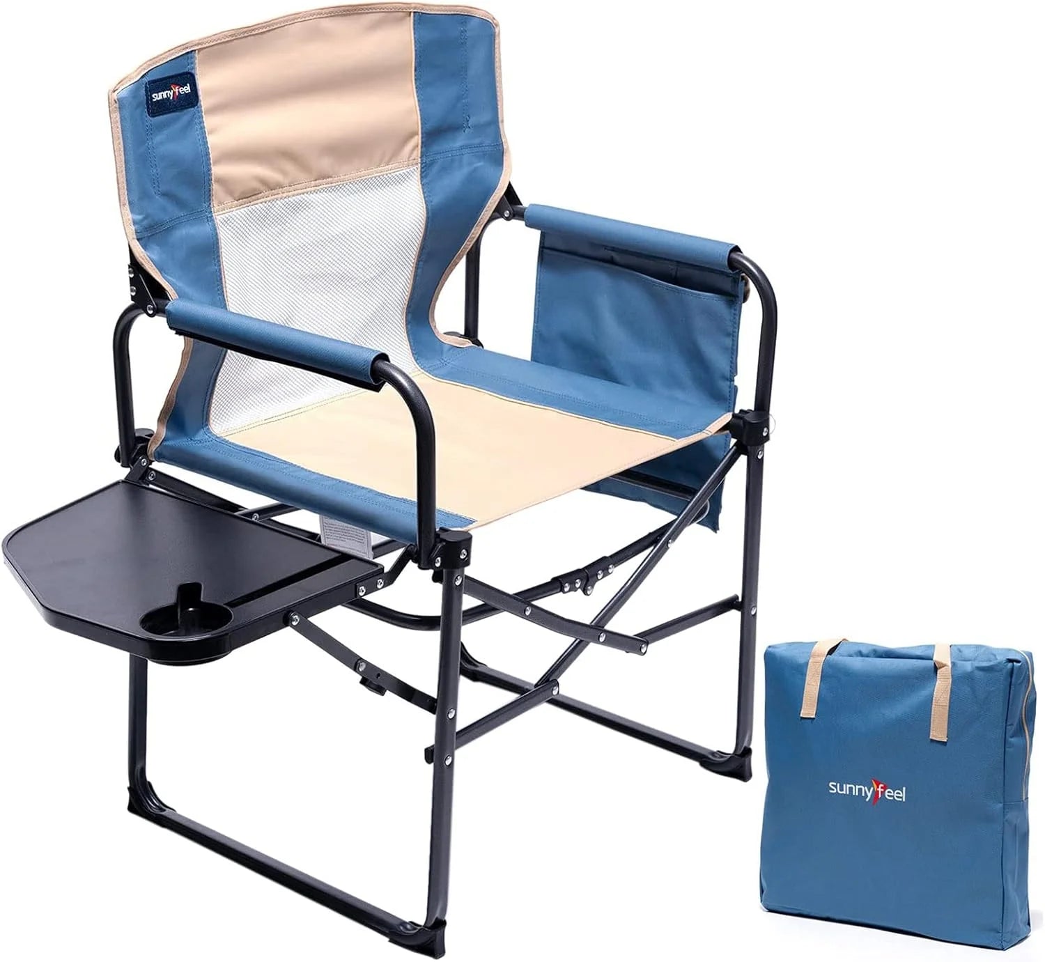 Lumi Discount SUNNYFEEL Camping Directors Chair, Heavy Duty, Oversized Portable Folding Chair with Side Table - Image 13