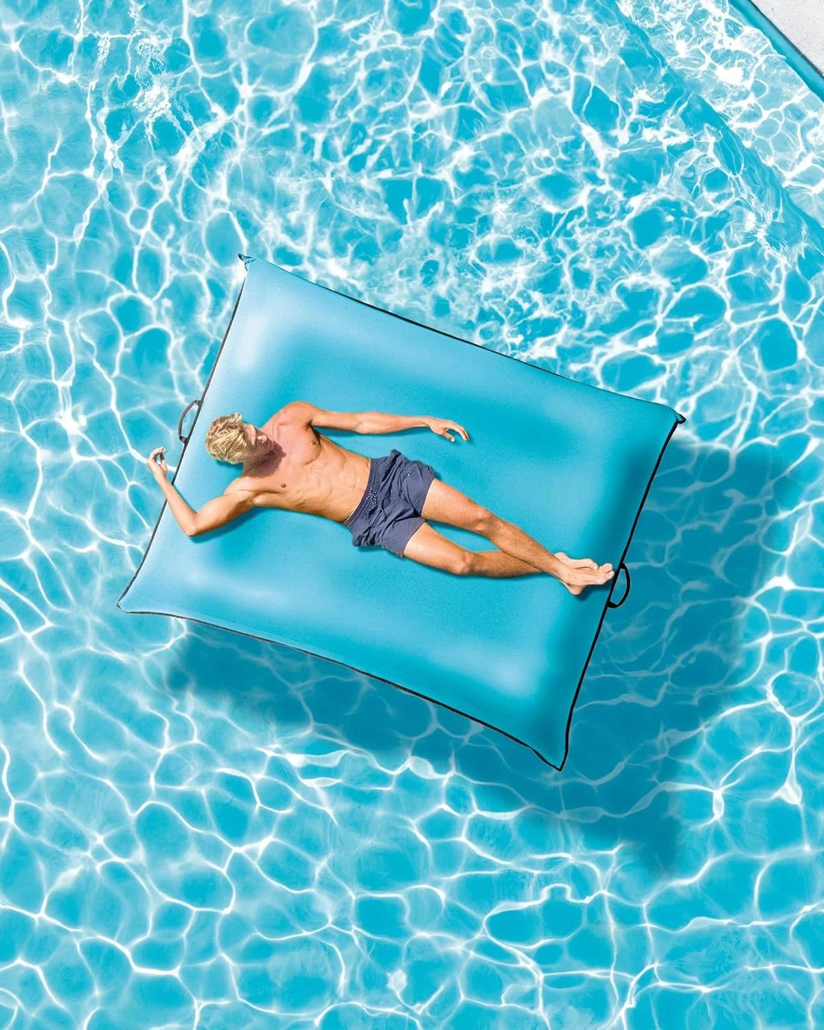 Discount Luxe Lounge Inflatable Pool Mat: Removable Fabric Cover, 2 Soft Handles, 440 Weight Capacity, 78 x 62 - Image 6