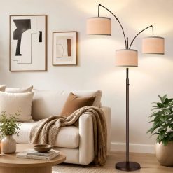 Discount Nintiue 80-in 3-Light Dimmable Arc Floor Lamp, 3000LM