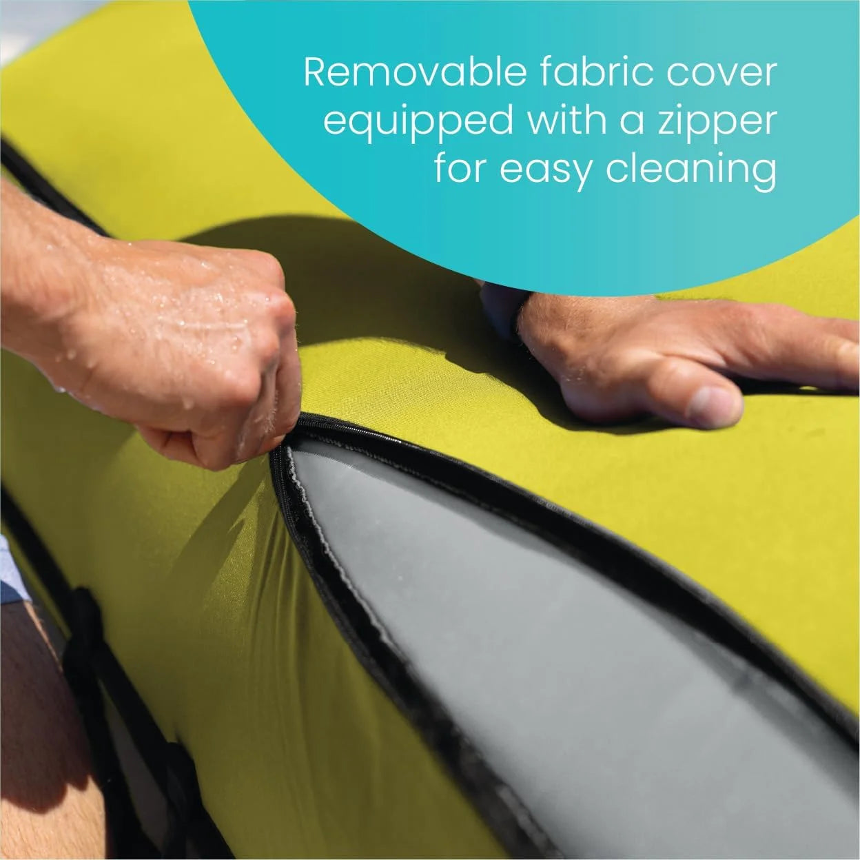 Discount Luxe Lounge Inflatable Pool Mat: Removable Fabric Cover, 2 Soft Handles, 440 Weight Capacity, 78 x 62 - Image 5