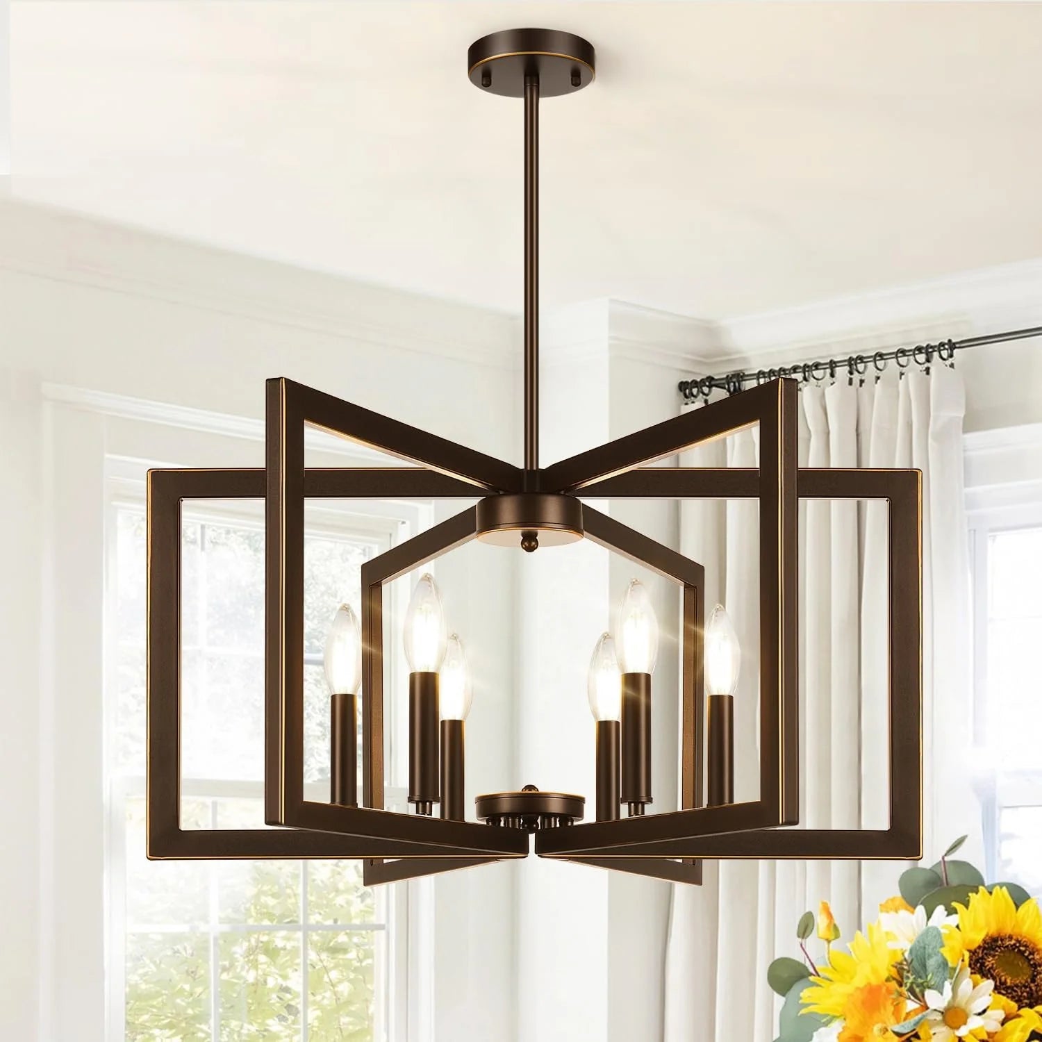 Discount 25-61 Height Adjustable Modern Matte Black Chandelier for Dining Room - Image 3