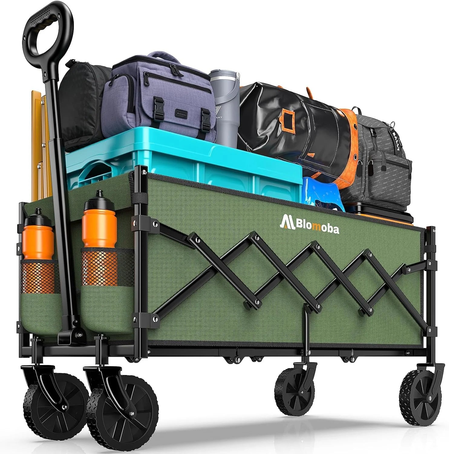 Lumi Discount Blomoba 35 Extra Long Folding Wagon with Adjustable Handle & Wheels, Black - Image 4