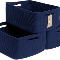 Discount Large Storage Baskets for Shelves, 17 x 13 x 7.5” Closet Organizers Bins for Clothes Blanket Towels, Baby Nursery