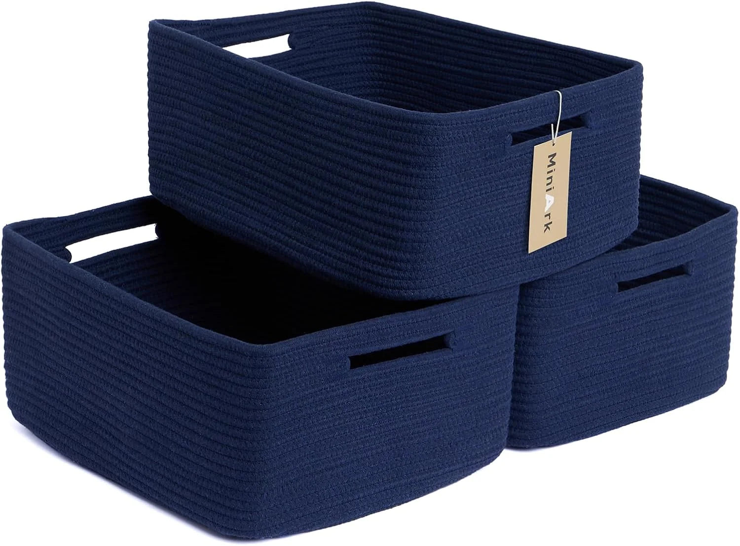 Discount Large Storage Baskets for Shelves, 17 x 13 x 7.5” Closet Organizers Bins for Clothes Blanket Towels, Baby Nursery
