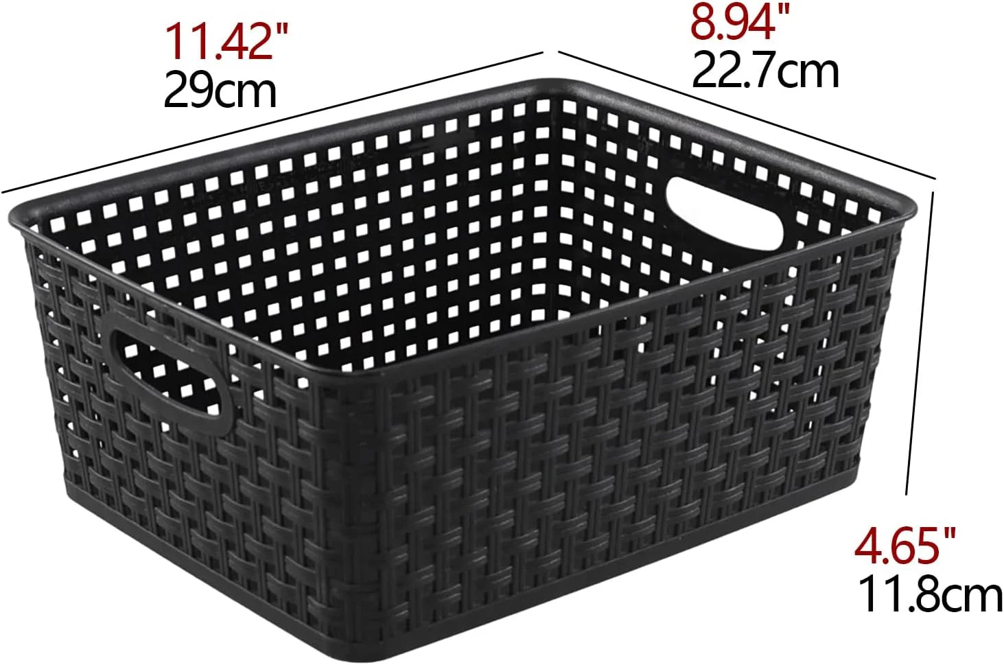 Discount Weave Storage Baskets, Plastic Shelf Basket Bins, Black, 4 Packs - Image 3