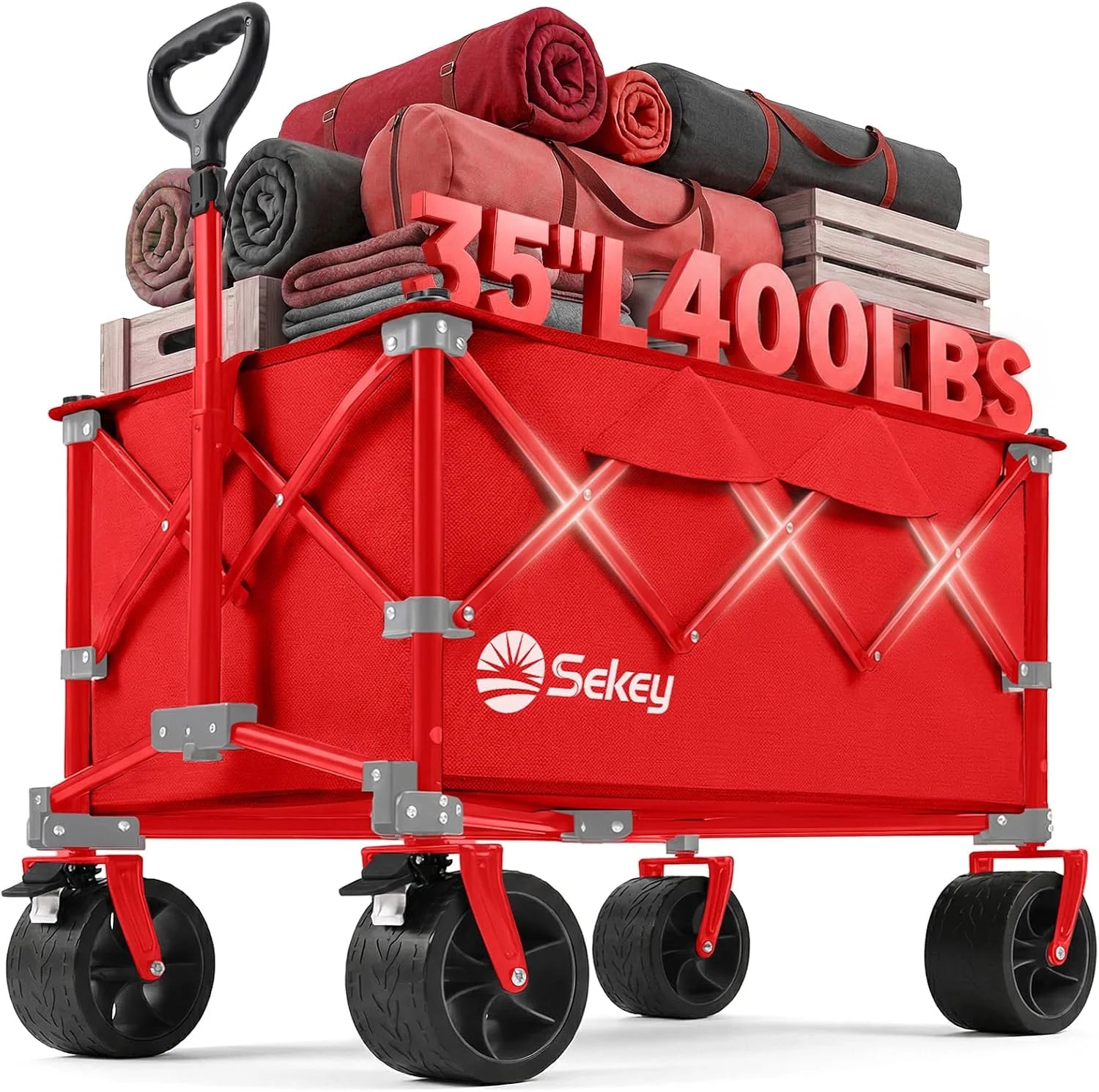 Lumi Discount 250L Wagons Carts Foldable with Big All-Terrian Beach Wheels, Collapsible Heavy Duty Wagon, Extra Large Folding Wagon - Image 3