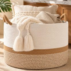 Discount Large Blanket Basket with Handles, Storage Basket for Living Room, Extra Large Capacity, Blanket Storage, Laundry