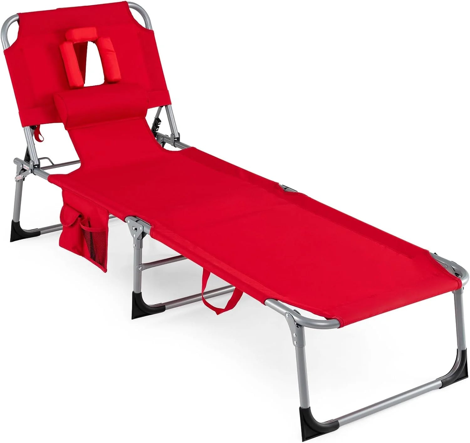 Lumi Discount Tanning Chair with Face Hole, Folding Beach Lounge Chair with 4-Position Adjustable Backrest, Camping (1