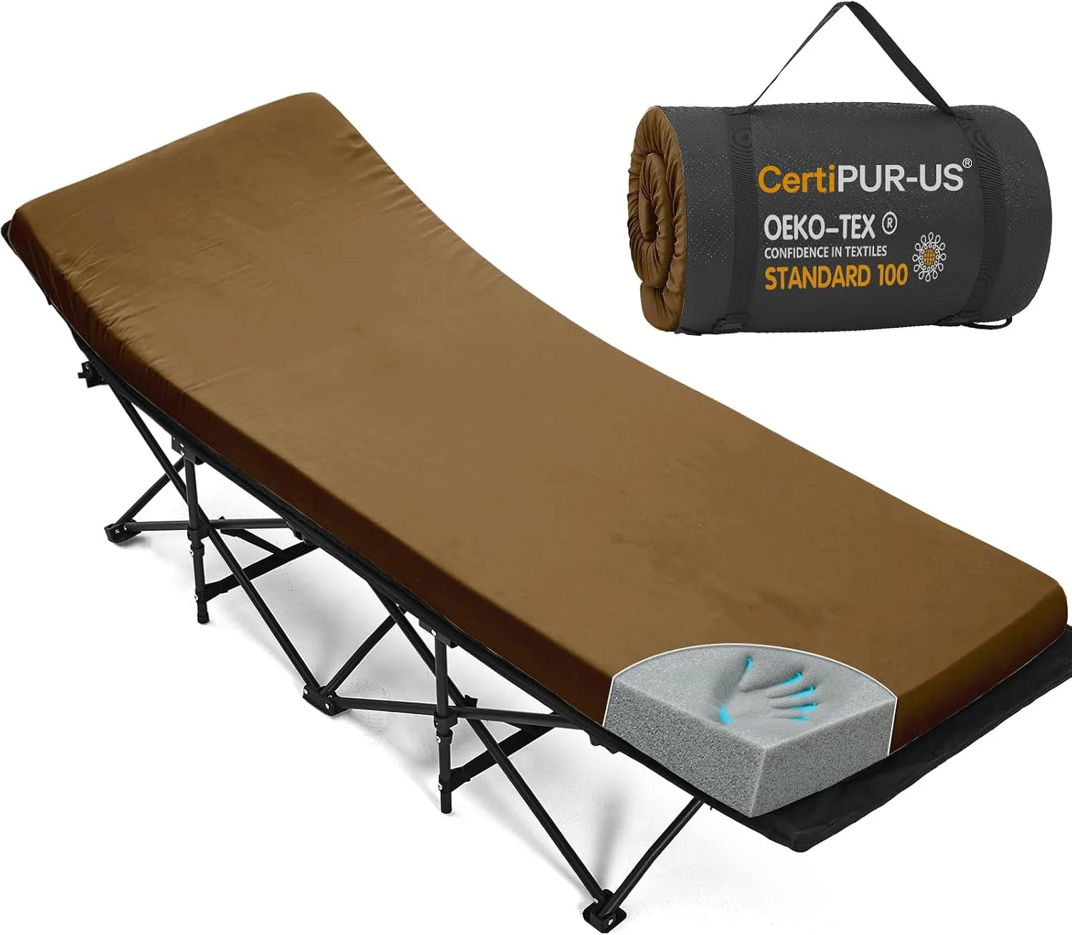 Discount CYMULA Camping Cot Pad 2 Inch Memory Foam, Camping Pad for Folding Cot and Foldable Cot, Portable Roll Up Camp Gear - Image 6