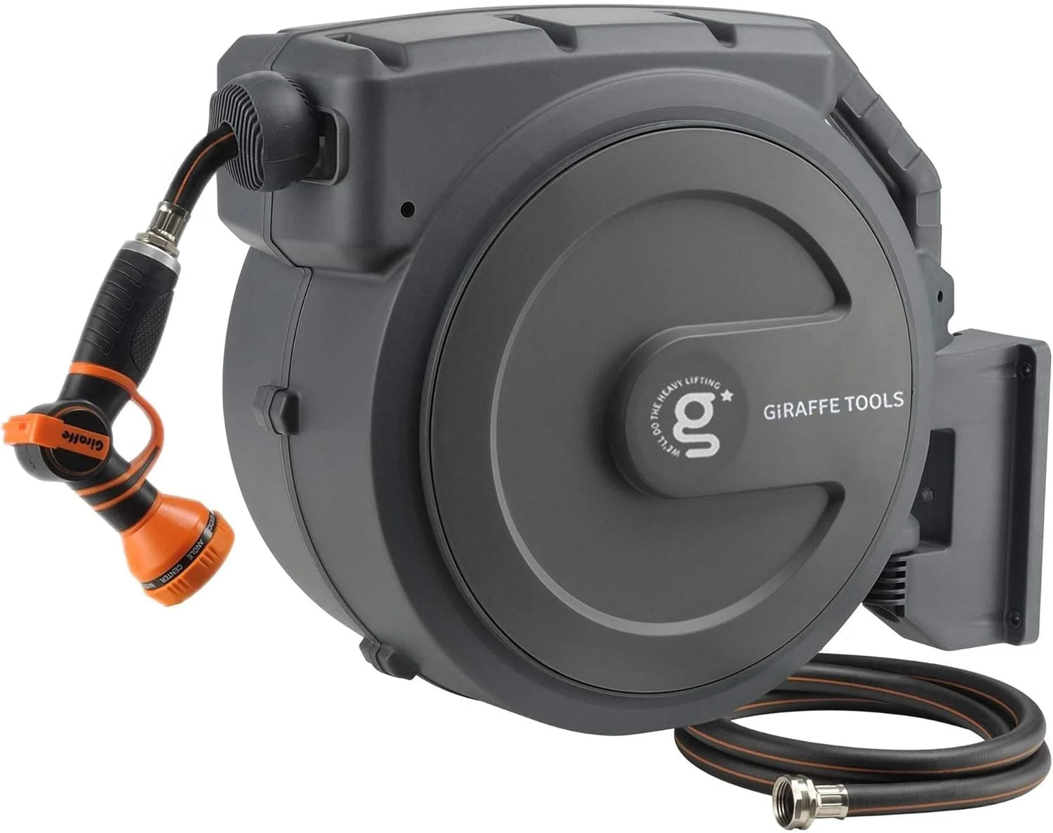 Lumi Discount Retractable Garden Hose Reel 1/2 Inch x 130 ft, Super Heavy Duty, Wall Mounted and 180 Deg Swivel Bracket - Image 4