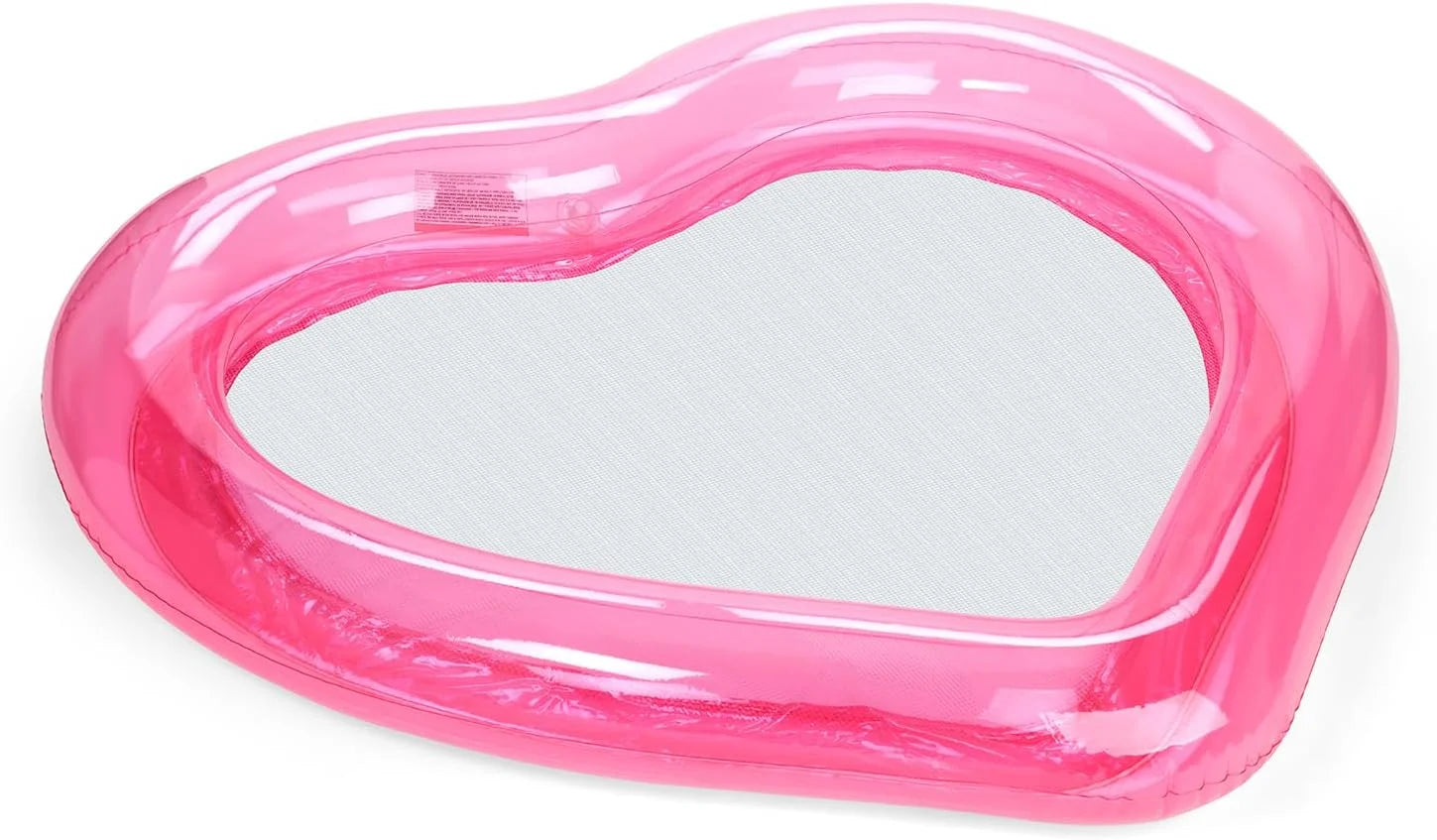 Lumi Discount Original Clear Heart Water Hammock with Mesh Pool Float for Summer Pool Parties - Image 2