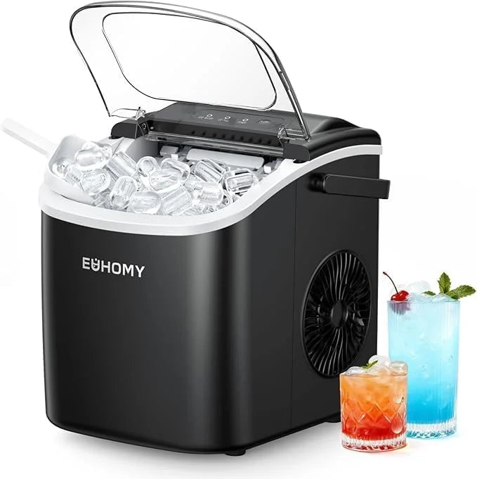 Discount Countertop Ice Maker Machine with Handle, 26lbs in 24Hrs, 9 Ice Cubes Ready in 6 Mins, Auto-Cleaning Portable Ice - Image 2
