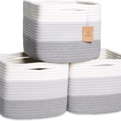 Alternative view of Discount NaturalCozy Storage Cubes 9”x9”x7”Cotton Rope Woven Baskets for Organizing 3-Pack, 9 Inch Cube Storage Bin, Small