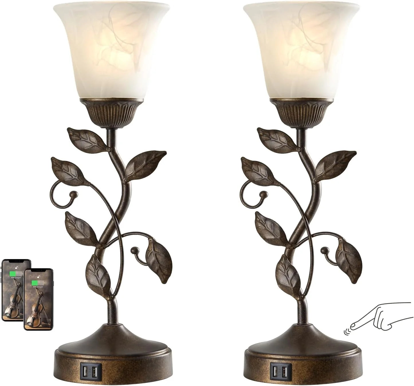 Discount Touch Control Table Lamp with 2 USB Charging Ports, Dimmable, Bulb Included - Image 3