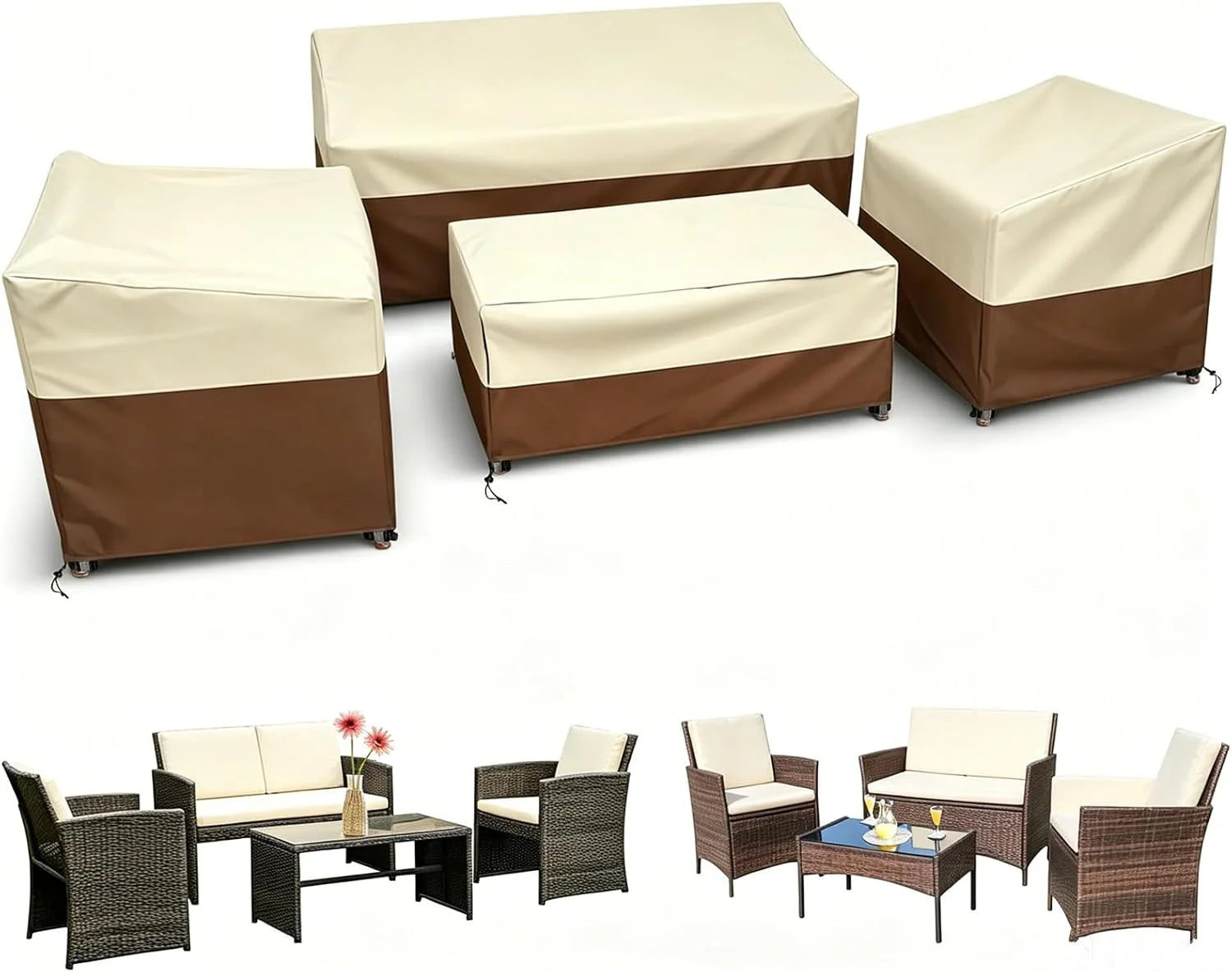 Discount STARTWO Patio Furniture Cover 4 Piece Set, Black, Regular - Image 3