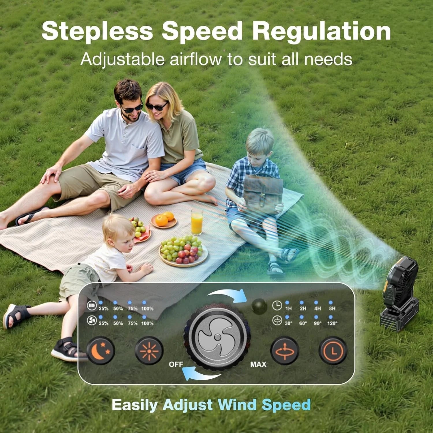 Lumi Discount OGERY Portable Fan Rechargeable, 30000mAh Camping Fan for Tent, RV & Outdoor with Up to 322H Runtime - Image 6