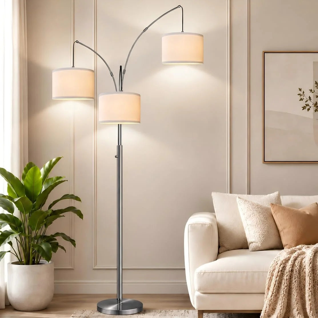 Discount Nintiue 80-in 3-Light Dimmable Arc Floor Lamp, 3000LM - Image 9