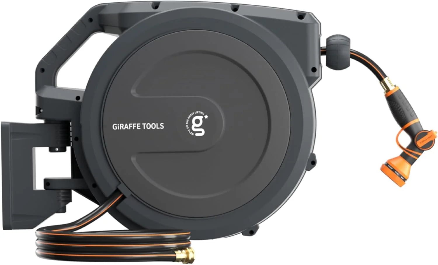 Lumi Discount Retractable Garden Hose Reel 1/2 Inch x 130 ft, Super Heavy Duty, Wall Mounted and 180 Deg Swivel Bracket
