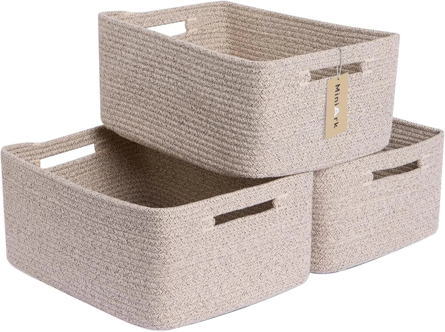 Discount Large Storage Baskets for Shelves, 17 x 13 x 7.5” Closet Organizers Bins for Clothes Blanket Towels, Baby Nursery - Image 4