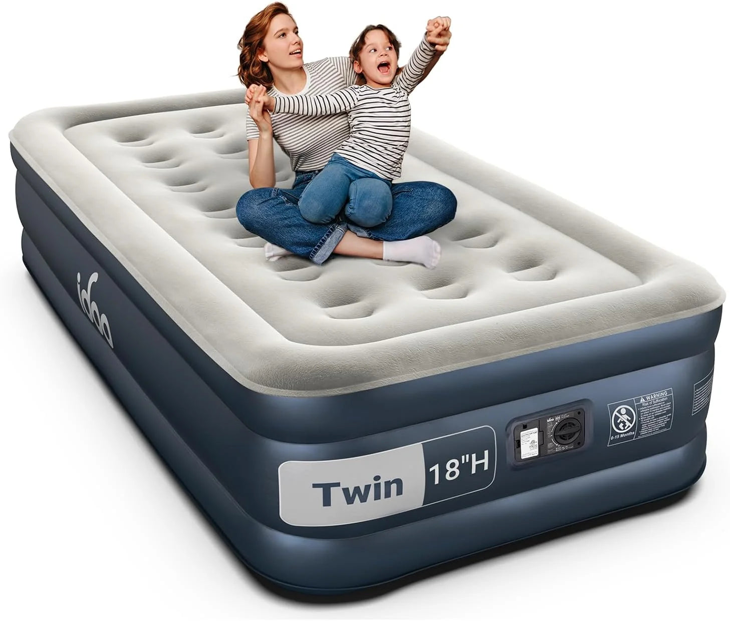 Lumi Discount Queen Air Mattress with Built in Pump, 18 Raised Comfort Inflatable Blow up Mattress, Upgraded Support Structure - Image 6