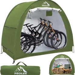 Lumi Discount PROLEE Bike Shed 6.6FT, Waterproof Oxford Fabric Storage Tent for 2 Bikes, Outdoor Storage with Window Design, Black