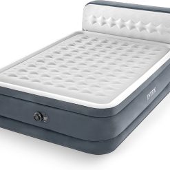 Lumi Discount INTEX Queen Size Air Mattress, 18in Height Airbed with Headboard, Built-in Pump