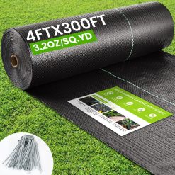 Alternative view of Discount 4FTX300FT Weed Barrier Fabric, 3.2oz Landscape Fabric, Durable Weed Barrier Fabric Heavy Duty with 20 U-Shaped