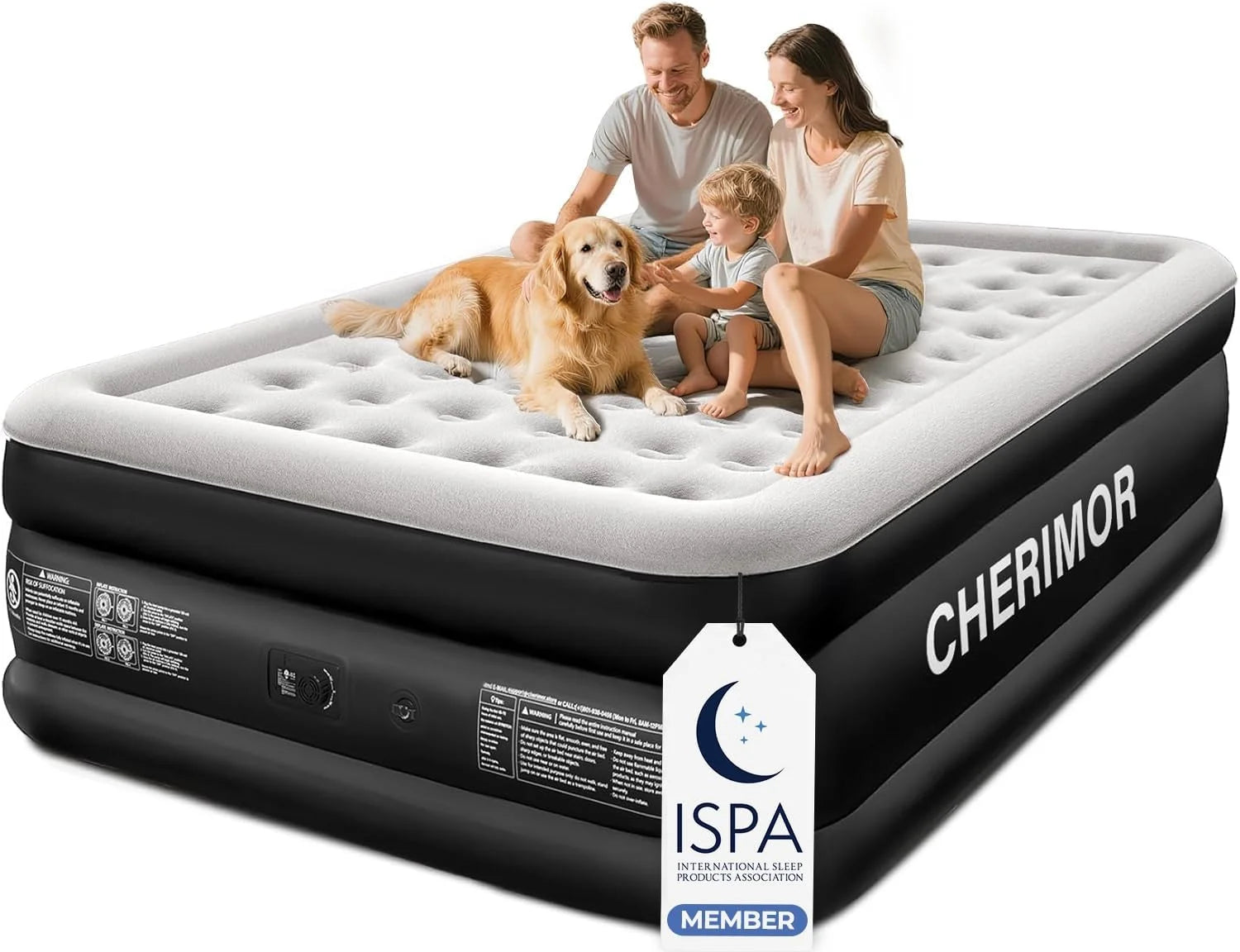 Lumi Discount CHERIMOR Queen Air Mattress with Built-in Pump, 18 Raised Comfort, 48Hr Leak-Proof Test, Supports 800 lbs - Image 4
