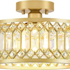 Discount Crystal Black Ceiling Light, Modern Semi Flush Mount Ceiling Lighting Fixture