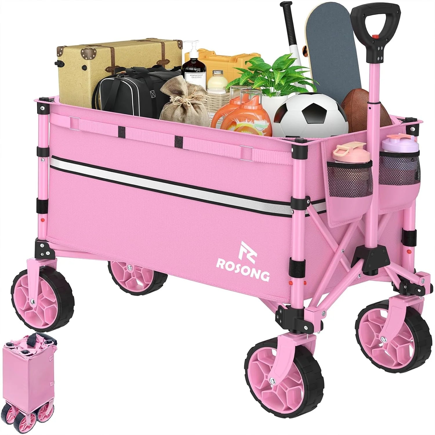 Lumi Discount Collapsible Wagon Cart with Wheels Foldable – Folding Utility Heavy Duty Wagons Carts for Grocery Sports Garden Shopping Camping - Image 13